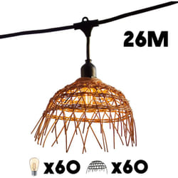 Lumisky - Lot de 6 guirlandes hawaii light connectable Noir Poly rotin 6M