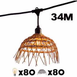 Design bohème chic et naturel : Cette guirlande lumineuse LED avec abat-jour en polyrotin combine un style bohème élégant et  ...