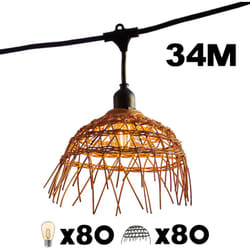 Lot de 8 guirlandes hawaii light connectable Noir Poly rotin 6M