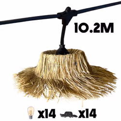 Design bohème et authentique : Cette guirlande lumineuse LED avec abat-jour en paille incarne le charme du style bohème et ex ...
