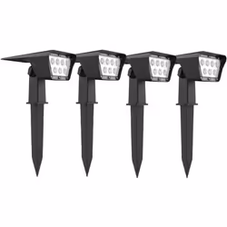 SPOT SOLAIRE LED : 4x Curtis est un lot de 4 spots solaires à base LED blanc froid qui possède jusqu'à 10 heures d'autonomie  ...