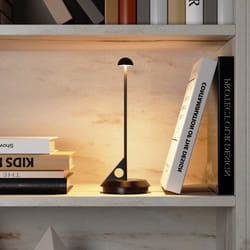 Lampe De Table Sans Fil Led Lume Noir Aluminium H29 Cm