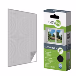 Moustiquaire sans perçage auto-agrippante pour fenêtre standard 150 x 180 cm - Maille polyester anthracite