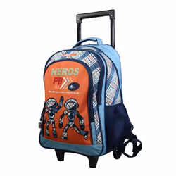 BAGTROTTER Sac à dos à roulettes Poivre Blanc Robots Orange
