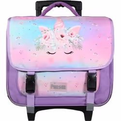 Cartable à roulettes - BAGTROTTER - Phileas - 38 cm - Violet Licorne - Enfant Fille