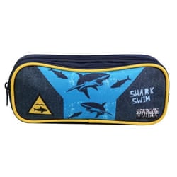 Trousse scolaire - Bagtrotter - Vorax - 2 compartiments - Polyester - Bleue Requins
