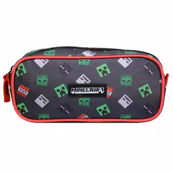 Trousse scolaire - Minecraft - Rectangulaire - Noir - Polyester - Zippée