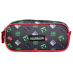 Trousse scolaire - Minecraft - Rectangulaire - Noir - Polyester - Zippée