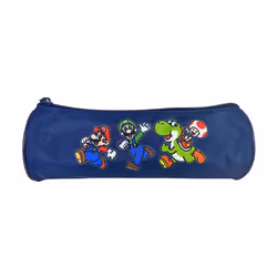 Bagtrotter - Super Mario - Trousse Scolaire Ronde - Marine - 1 Compartiment Zippé - 22x7x7cm - Matière Polyester - Accessoire ...