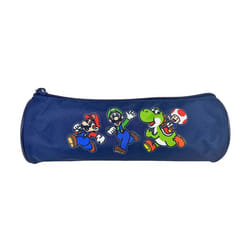 Bagtrotter - Super Mario - Trousse Scolaire Ronde - Marine - 1 Compartiment Zippé - 22x7x7cm - Matière Polyester - Accessoire...