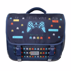 Bagtrotter - Phileas - Jeux Vidéos - Cartable 38cm - Marine - 2 Compartiments - 1 Poche Sous Rabat - 1 Poche Bouteille - . ...