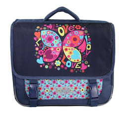 Bagtrotter - Phileas - Papillon -  Cartable 38cm  -  Marine - 2 Compartiments  - 1 Poche Sous Rabat - 1 Poche Bouteille - ...