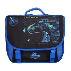 Bagtrotter - Jurassic World - Cartable 38cm  -  Noir et Bleu - 2 Compartiments  - 1 Poche Sous Rabat - 1 Poche Bouteille - ...