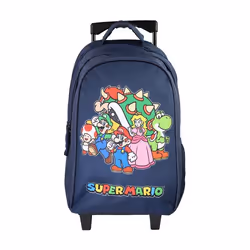 Bagtrotter - Super Mario - Sac à Dos Scolaire - Sac à Dos à Roulettes -  Marine - 2 Compartiments Zippés - 1 Poche...