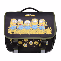 Bagtrotter - Les Minions -  Cartable 38cm  - Noir - 2 Compartiments  - 1 Poche Sous Rabat -Bretelles Matelassés - Fond...