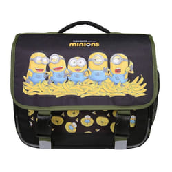 Bagtrotter - Les Minions -  Cartable 38cm  - Noir - 2 Compartiments  - 1 Poche Sous Rabat -Bretelles Matelassés - Fond...
