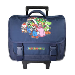 Bagtrotter - Super Mario -  Cartable 38cm  - Cartable à roulettes - Marine - 2 Compartiments  - 1 Poche Sous Rabat - Bretelles...