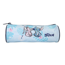 Bagtrotter - Stitch - Stitch et Angel - Trousse Scolaire Ronde - Bleu - 1 Compartiment Zippé - 22x7x7cm - Matière Polyester -...