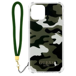 Coque iPhone 12 et 12 Pro avec Dragonne Motif Camouflage Guess vert Vert