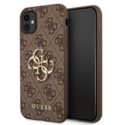 Guess 4G Big Metal Logo - Coque iPhone 11 (Marron) - 3666339006631