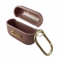 Coque AirPods Pro - Guess - Rose Gold - Effet Cuir Saffiano - Protection Chocs - Logo en Relief
