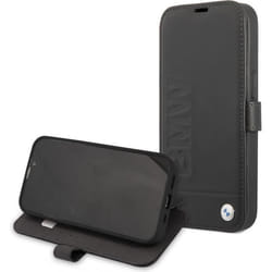 Coque de Protection - BMW - iPhone 13 Mini - Cuir Noir - Logo Métal Coloré - Étui Rigide