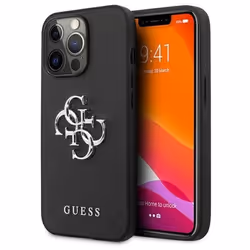 Coque de protection - GUESS - iPhone 13 Pro - Logo 4G - Simili cuir Saffiano - Noir