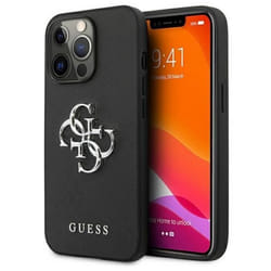 Coque de protection - GUESS - iPhone 13 Pro - Logo 4G - Simili cuir Saffiano - Noir