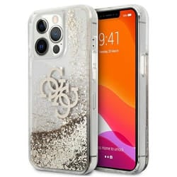 Guess Liquid Glitter 4G Big Logo - Coque pour iPhone 13 Pro Max (Or)