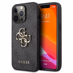 Guess Coque de Protection pour iPhone 13 Pro Max 67`` avec Logo 4G Big Metal Gris - GUHCP13X4GMGGR