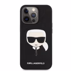 Karl Lagerfeld Coque pour iPhone 13 Pro / 13 61`` Noir Saffiano Ikonik Karl`s Head - KLHCP13LSAKHBK