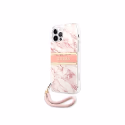 Coque pour Apple iPhone 12 / 12 Pro Marble Strap Guess Rose