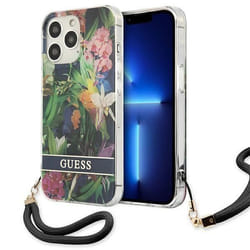 Guess Flower Cord - Coque pour iPhone 13 Pro Max (Bleu) - 3666339040468