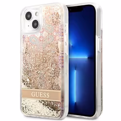 Guess Liquid Glitter Paisley Coque pour iPhone 13 mini (Or) - 3666339041311