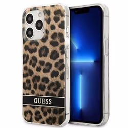 Guess Leopard Electro Stripe - Coque pour i iPhone 13 Pro (Marron) - 3666339047382