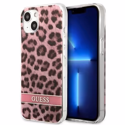 Guess Leopard Electro Stripe - Coque pour iPhone 13 mini (Rose) - 3666339047481