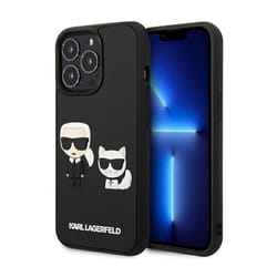 Karl Lagerfeld Ikonik 3D Karl -amp Choupette - Coque pour iPhone 13 Pro Max (Noir) - 3666339049638
