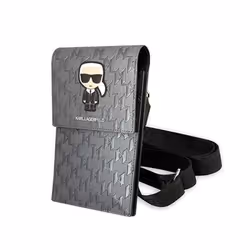 Karl Lagerfeld Monogram Ikonik Patch Wallet Phone Bag - Sac pour smartphone et accessoires (Argent) - 3666339051822
