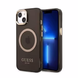 Coque pour iPhone 13 - Guess - Gold Outline - Translucent - Compatible MagSafe - Souple
