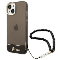 Guess Translucent Pearl Strap - Coque pour iPhone 14 Plus (Noir) - 3666339064174