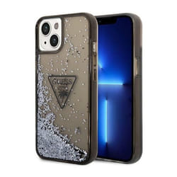 Guess Liquid Glitter Triangle Logo Case - Coque pour iPhone 14 Plus (Noir) - 3666339064655