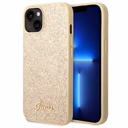 Guess Glitter Flakes Metal Logo Coque iPhone 14 Plus (Or) - 3666339065096