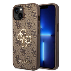 Guess 4G Big Metal Logo Coque iPhone 14 (Marron) - 3666339066284