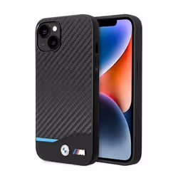 Coque pour iPhone 14 - BMW - Cuir et Carbone - Noir - Rigide - Qualité exceptionnelle