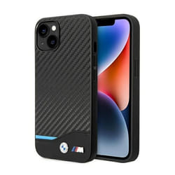 Coque pour iPhone 14 - BMW - Cuir et Carbone - Noir - Rigide - Qualité exceptionnelle