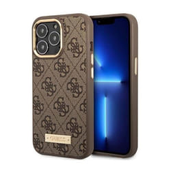 Guess 4G Logo Plate MagSafe pour iPhone 14 Pro Max (Marron) - GUHMP14XU4GPRW