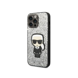Karl Lagerfeld iPhone 14 Pro Max Glitter Flakes Ikonik - Argent