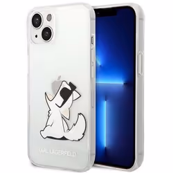 Étui en cuir - KARL LAGERFELD - iPhone 14 - Logo perforé - Protection dorsale et latérale - Blanc