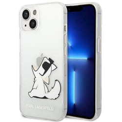 Étui en cuir - KARL LAGERFELD - iPhone 14 - Logo perforé - Protection dorsale et latérale - Blanc
