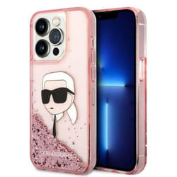 Karl Lagerfeld Liquid Glitter NFT Karl-39s Head - Coque pour iPhone 14 Pro Max (Rose) - 3666339086916